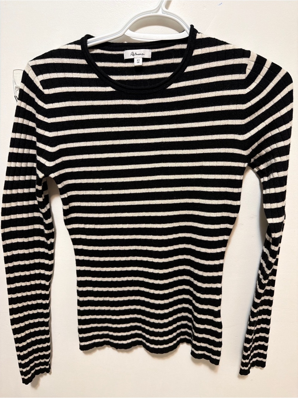 Reitmans Black & White Striped Knit Top
